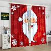 2 Stück - Vorhang mit Weißbart-Weihnachtsmann-Druck - Polyestermaterial - geeignet für Schlafzimmer, Wohnzimmer, Arbeitszimmer, privaten Bereich
