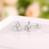 Glossy Real  Sterling Silver Stud Earrings for Women Chic Triangular Flower Ear Accessories Piercing Fine Jewelry
