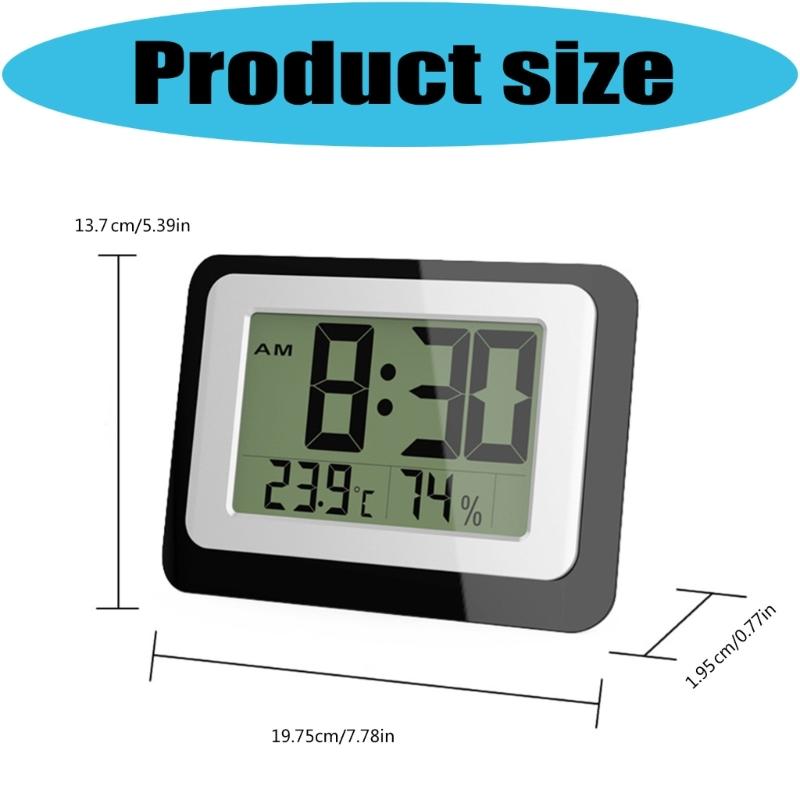 Digital Alarm Clock with Large LCD Display Backlight Temperature Hygrometer Monitor Flexible Mounting Option Easy Setups