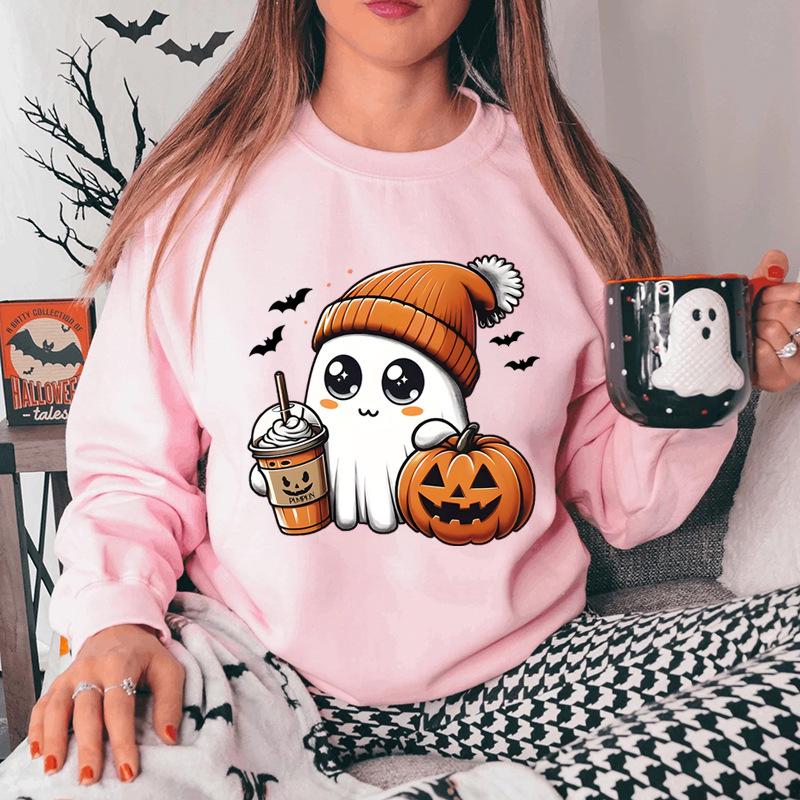 Women's Plus Size Ghost & Pumpkin Graphic Sweatshirt