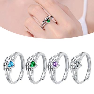 Adjustable 2 In 1 Spinner Rings for Women and Men Sturdy Brass with Heart and Bead Designs for Anxiety Relief Wear