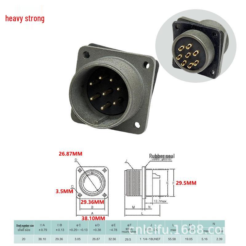 Heavy Duty 8-Pin Male-Female Connector Plug & Socket US Standard (MS3106A-20-7S / MS3102A-20-7P)