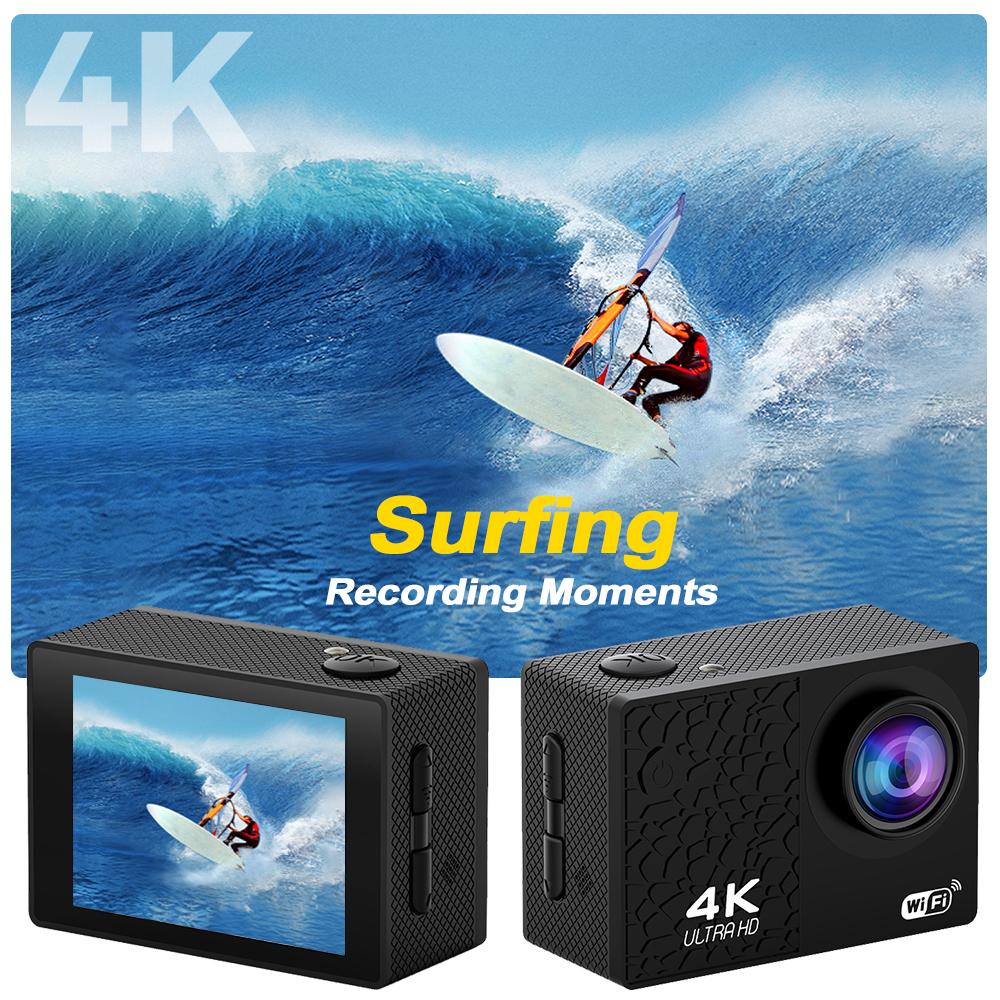 Minlang 1080P 30fps Waterproof Night Vision Action Camera WiFi 2.0-inch Screen Mini Portable Helmet Cam for Cycling Hiking