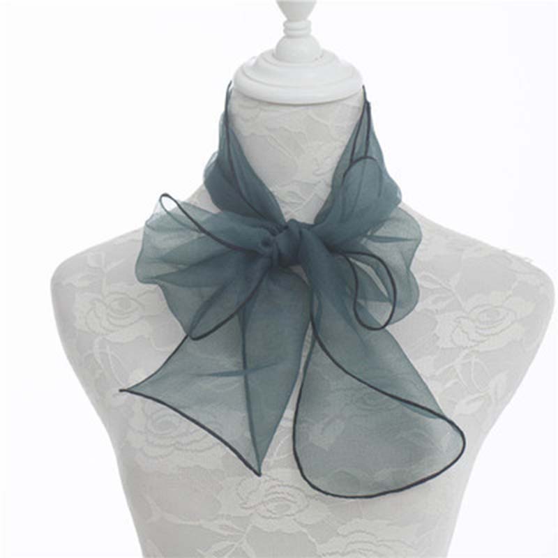 Корейский Женский Прозрачный Органзовый Бант Длинный Узкий Защита Шеи Шелковый Шарф Летний Тонкий Марлевый Солнцезащитный Шарф Платки Платок на Голову P32