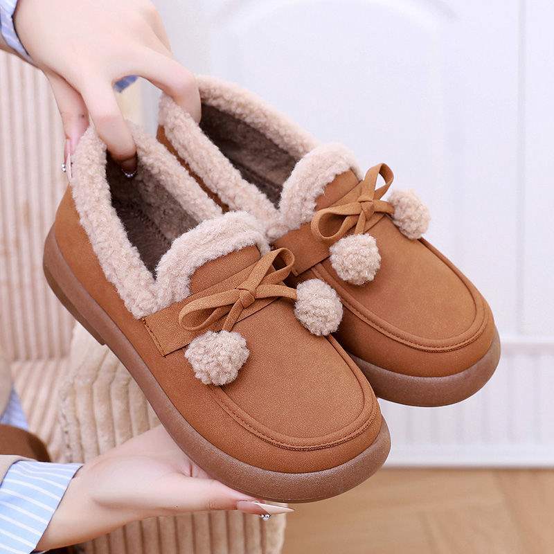 Cotton shoes women's Korean version Doudou shoes short snow boots four seasons warm Mao Mao shoes soft sole non-slip