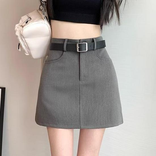 

Women s High Waist Gray A-Line Skirt - Spring Workwear Style, Slim Fit, Perfect for New Year XXL