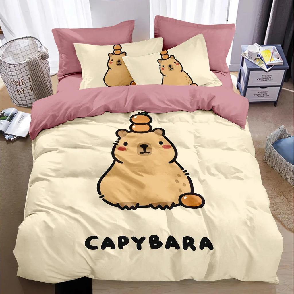 Cartoon Cute Capybaras Duvet Cover 3D Printed Quilt Cover And Pillowcase Bedding For Children And Adult Set Queen Size 2/3Pcs