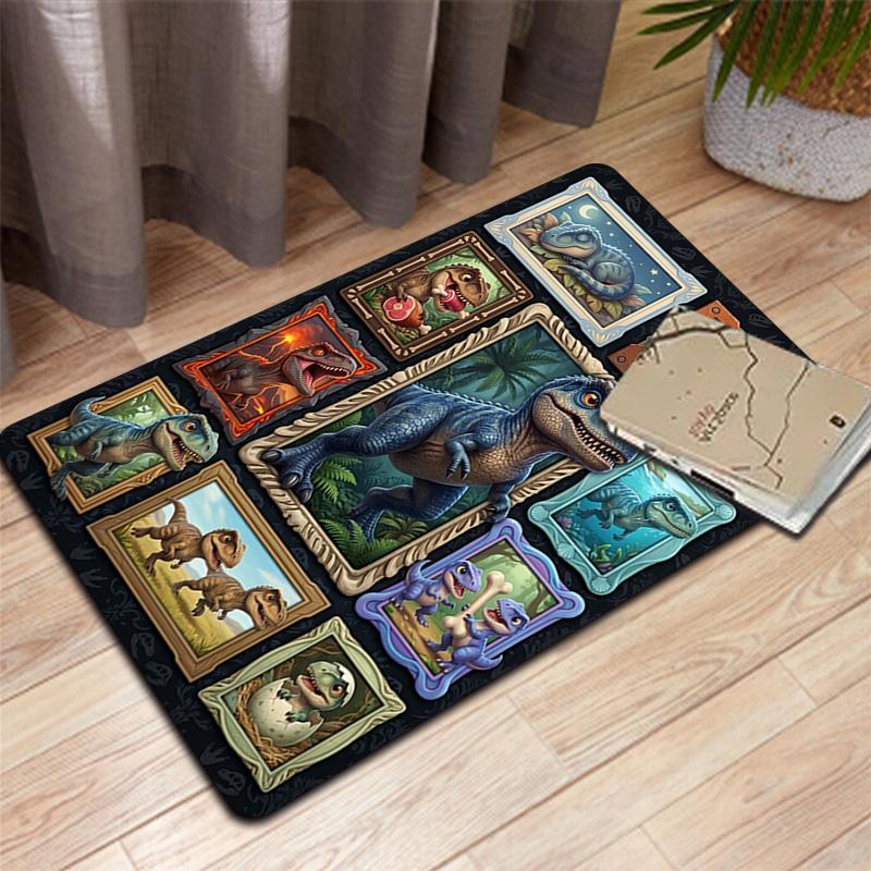 Dinosaur Collection Pattern Rug Floor Mat for Living Room or Bedroom Soft and Comfortable Carpet a Gift for Birthday and Holiday.