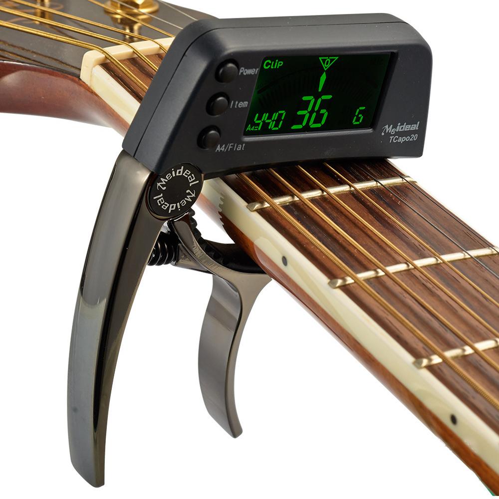 2-IN-1 Capo for Acoustic Guitar with Auto Tuner Instrument Quick Change Clip Lock On Folk Electric Guitar Bass Ukulele Chromatic