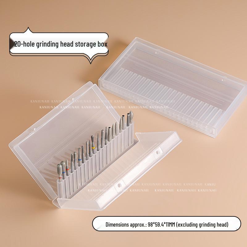 Nail Art Grinding Head Storage Box - Portable, Dustproof, Lightweight, Semi-Transparent Acrylic Organizer