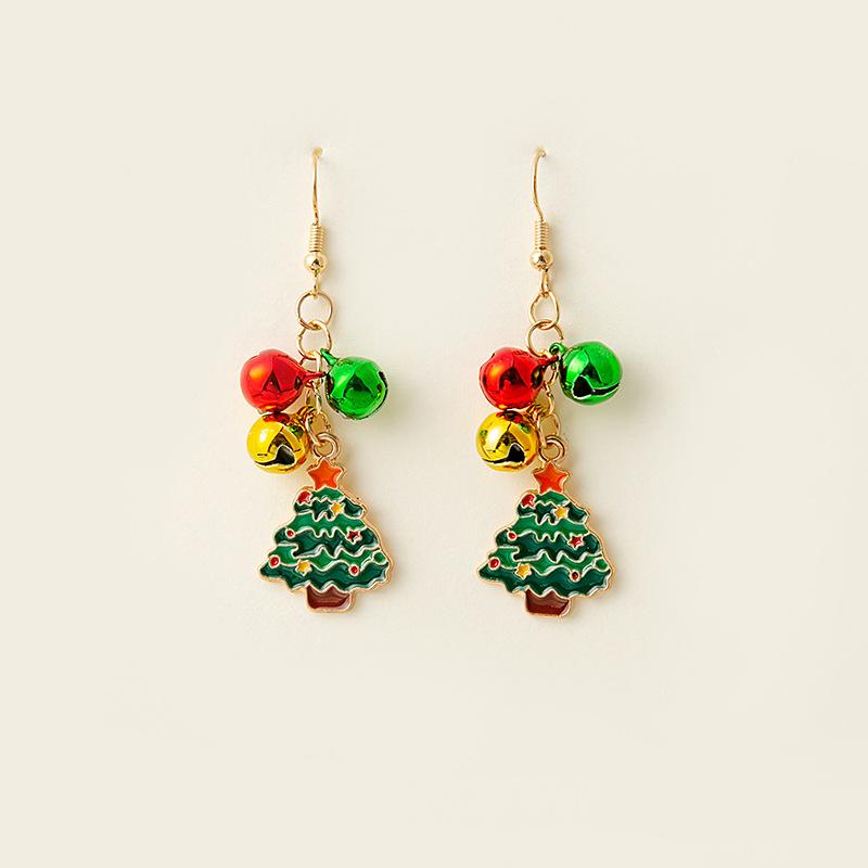 

Trendy Christmas Series Cartoon Drip Glaze Color Matching Bell Earrings Personalized Earrings Earrings Earrings Women