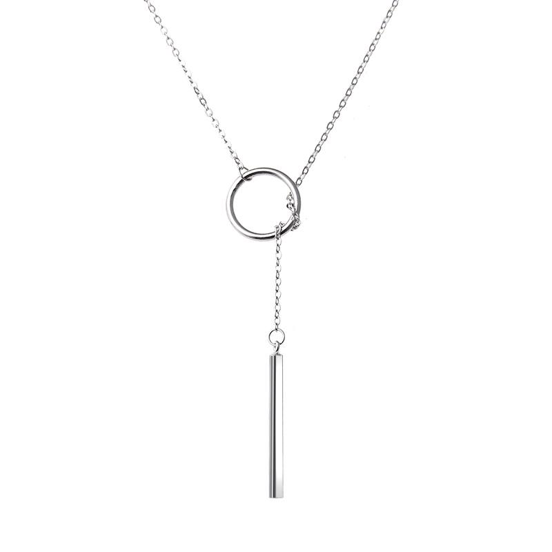 Verkauf von echten 925 Sterling Silber Kreis Streifen lange O-Kette Halskette edlen Schmuck Halsband für Frauen Hochzeitsgeschenk Nk001