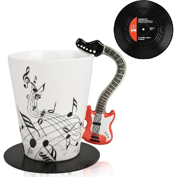 Maustic Guitar Mug, Music Gifts for Men, Guitar Gifts for Guitar Players, Christmas Birthday Gifts for Music Lovers, Music Teacher Gifts, Ceramic Mug