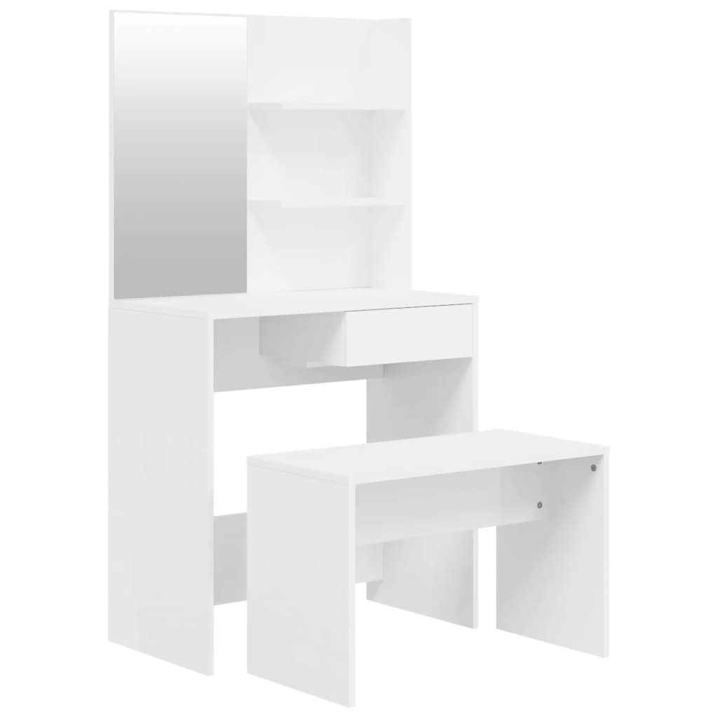 Vidaxl Dressing Table Set, Glossy White, 74.5X40X141 Cm