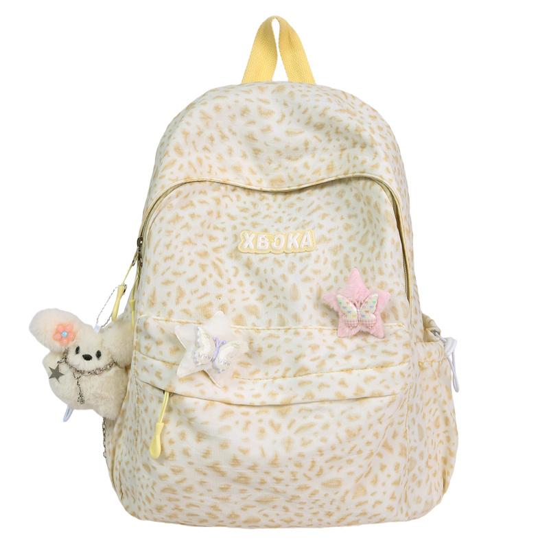 Student Schoolbag Female Retro Leopard Print Backpack Lightweight Travel Computer Backpack