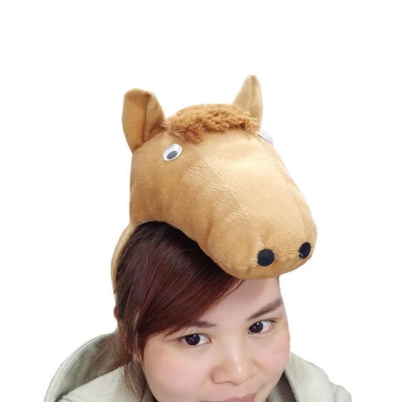 Role Play Stuffed Horse Hair Hoop&Tail Woman Teens Headbands Makeup Glove for Live Broadcast Cartoon Carnivals Hairband