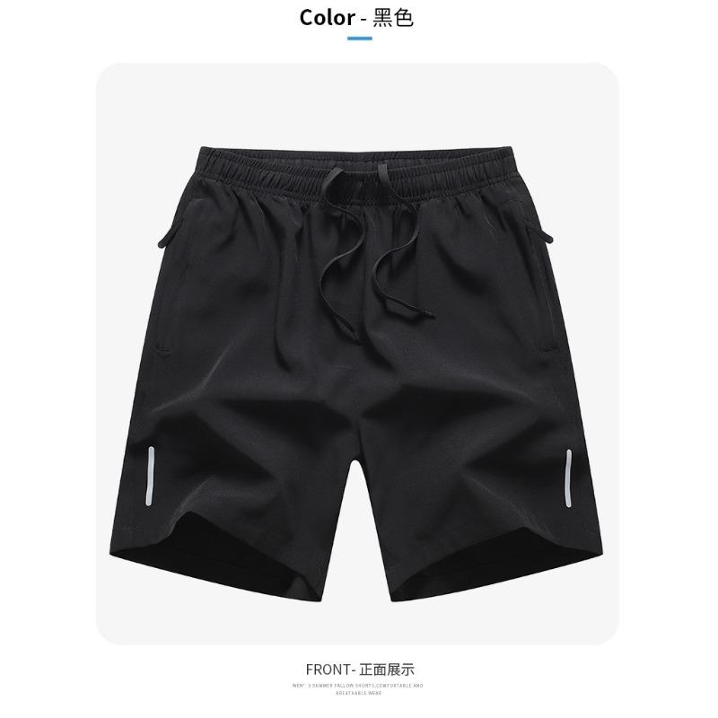 Summer Men s Quick Dry Athletic Shorts Elastic Waist Drawstring Casual Sports Shorts S чёрный