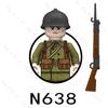 N637 N638 N639 N640 Soldato della Seconda Guerra Mondiale MOC Action Figure Spada Moc Modello Giocattoli con Mini Blocchi da Costruzione per Bambini Regalo