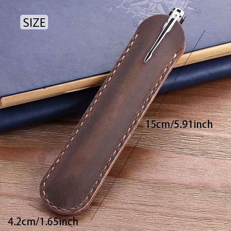 1pc Vintage Crazy Horse Genuine Leather Pen Case - Handcrafted,Brown&Black,Single Pen Holder , Ideal for Business, pencil pouch