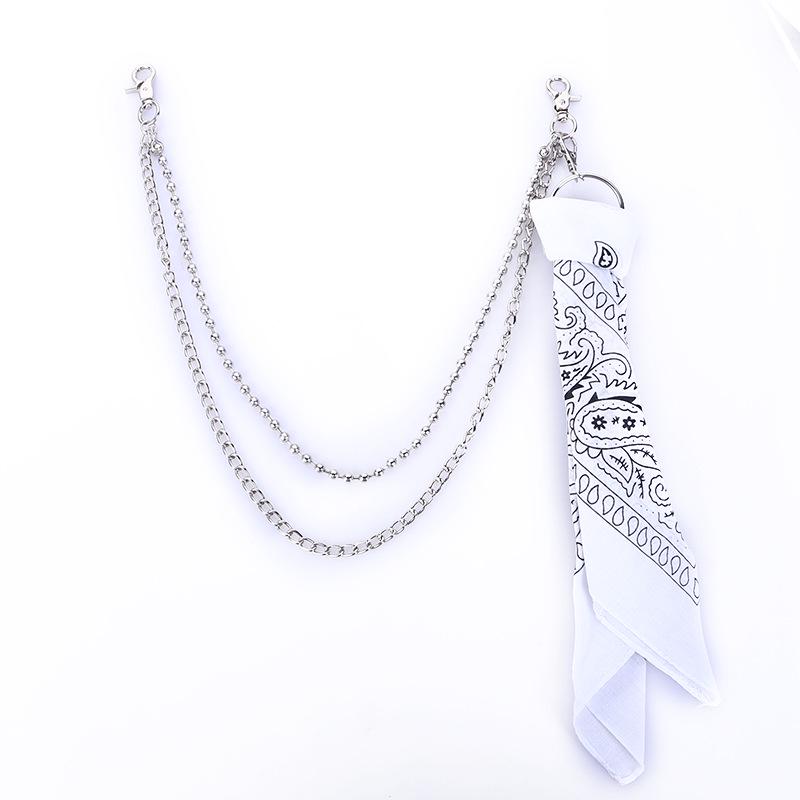 

Шарф с цепочкой из бисера и камня: Металлическое кольцо и цепочка на талию в стиле хип-хоп-панк для модных джинсов белый