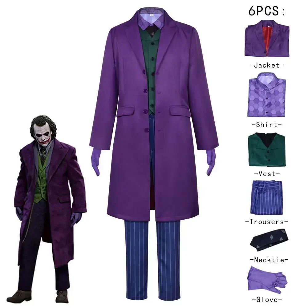 Herren Clown Cosplay Kostüm Clown Komplettset Mantel Hemd Weste Krawatte Anzug Outfits für Herren Halloween Kostüme Anzug Cosplay Film&TV Dunkel