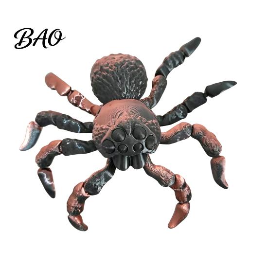 Detailed Fluffy Texture Spider 3D Printed Fidget Toy with Eyes, Large Articulated Figurine Unique Gothic Style Decor Flexible Joints, Halloween