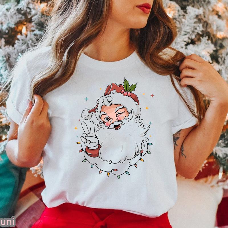 Fa La La S Claus Merry Christmas Gift TShirt Women Clot Casual Unisexs and Womens Roundneck Shortsleeved Tshirts Aesthetic S