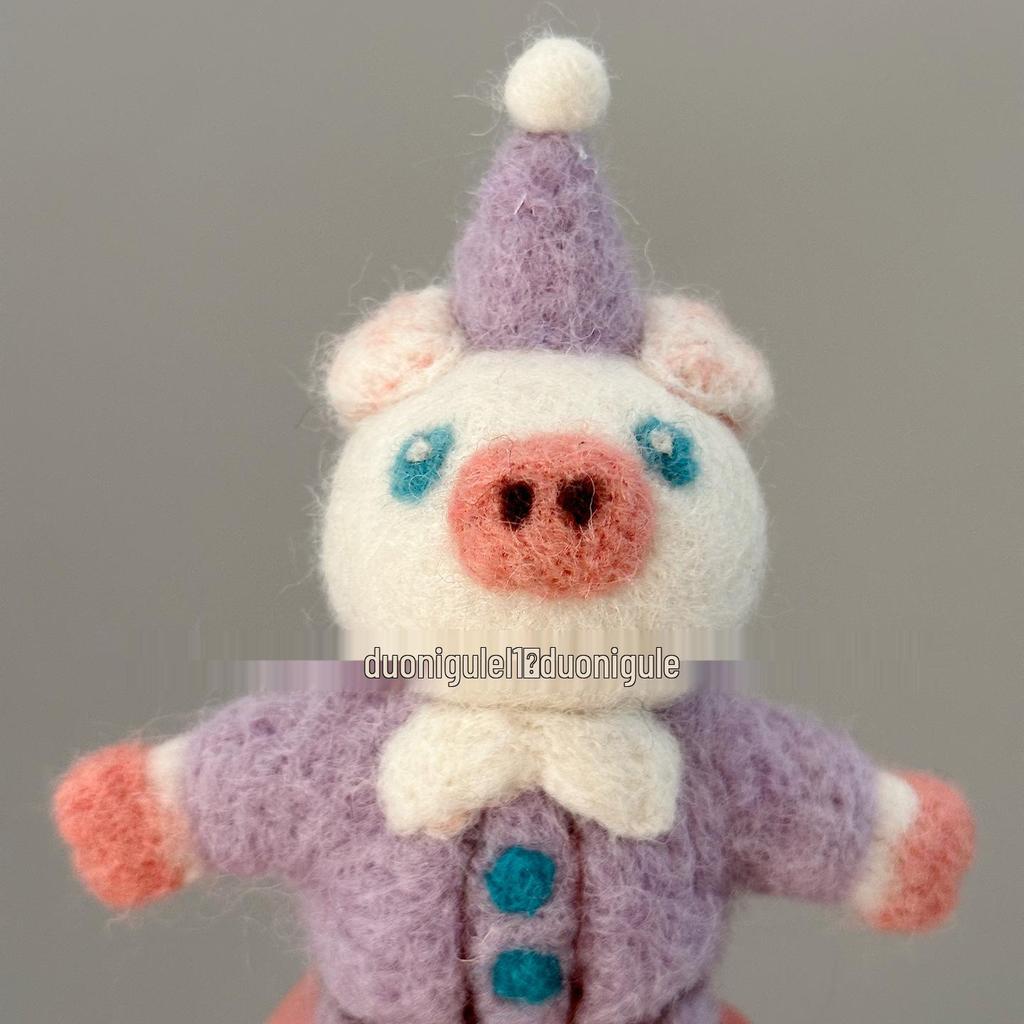 Handmade Wool Felt Cute Pig Ornament Keychain and Bag Charm