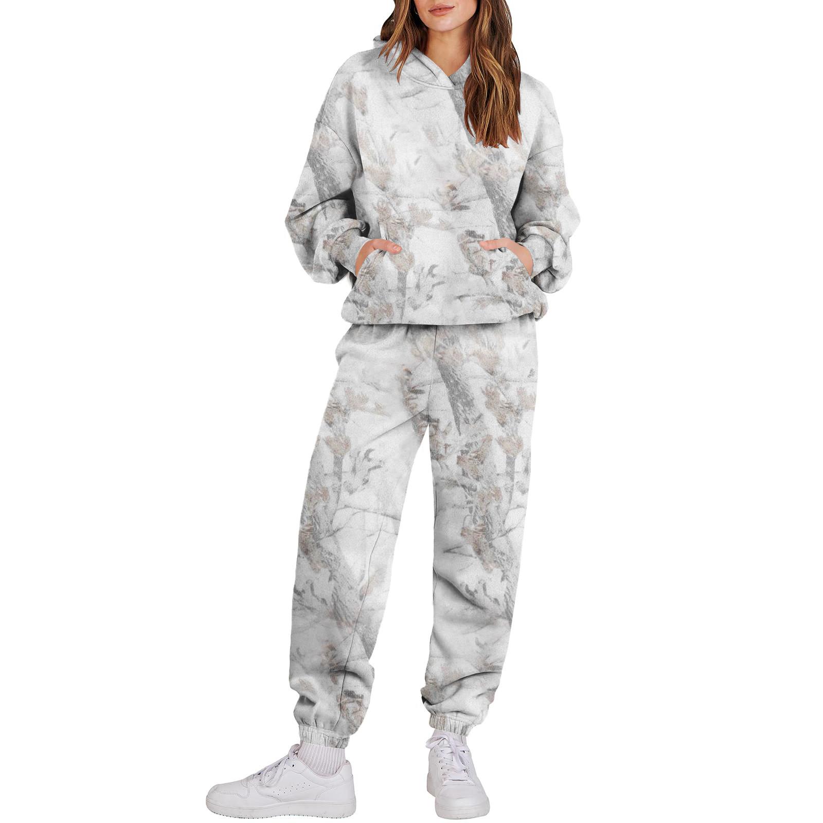 

Женский спортивный костюм с капюшоном, унисекс, двухсекционная одежда для бега, пуловер с длинными рукавами, толстовка с капюшоном + комплект спортивных штанов XL белый