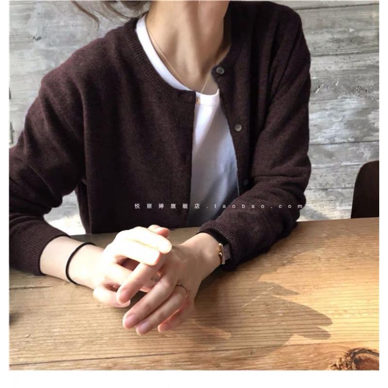 Spring, autumn and winter lazy wind knitted cardigan women's high-end gray niche versatile short top jacket sweater