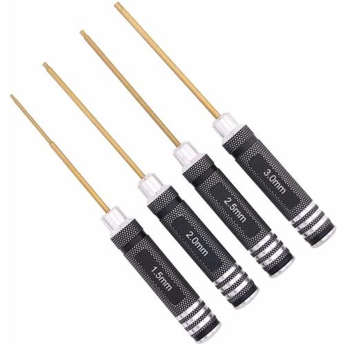 POHZE Titanium Nitride Hex Wrench Driver, Precision Screwdriver Set for Drones, 4-Piece Set (1.5mm, 2.0mm, 2.5mm, 3.0mm)
