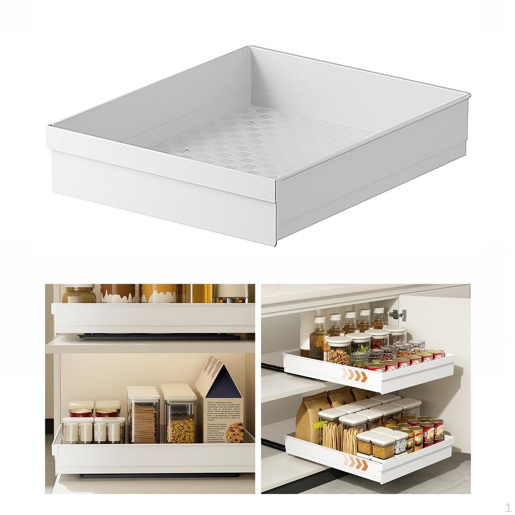 Pull Out Cabinet Organizer Pantry Storage Shelf with Slide Rails Versatile Drawer Sliding