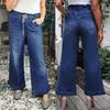 Women Baggy Mid Waist Jeans Wide Leg Loose Denim Pants Straight Leg Cropped Barrel Jeans