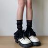 Women Lace Leg Warmers Cute Bows Layered Ruffle Boot Cover Cuffs Lolita Gothic  Aesthetic Clothing Accessories
