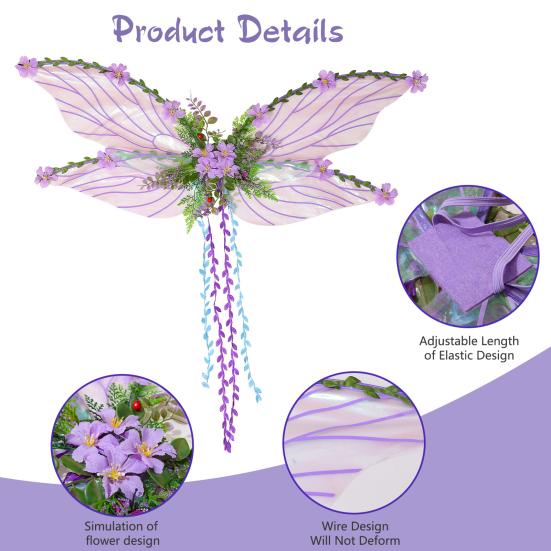 Women Butterfly Wings Elastic Straps 3D Design Fairy Wing Dress Up Halloween Costumes Photography Props