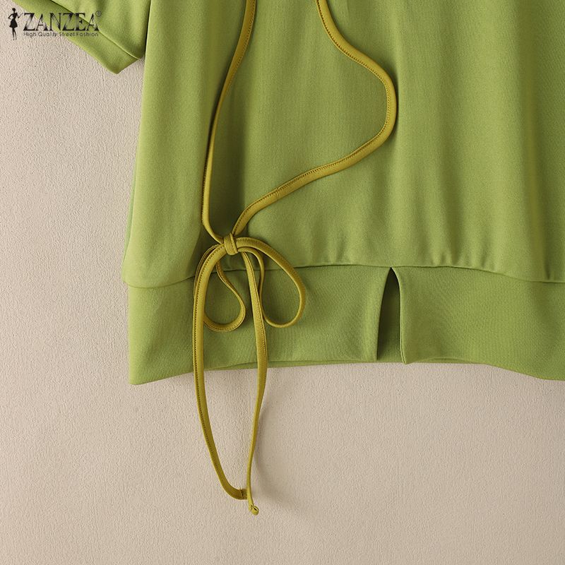 ZANZEA T-shirts décontractés pour femmes à col rond, coupe ample, manches courtes