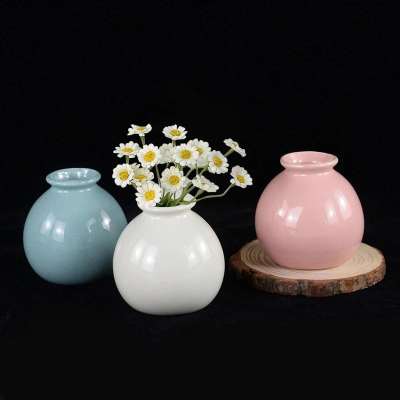 Mini White Pink Ceramics Vase Round Spiral Vase Nordic Creative Flower Arrangement Vases For Home Living Room Coffee Table Decor