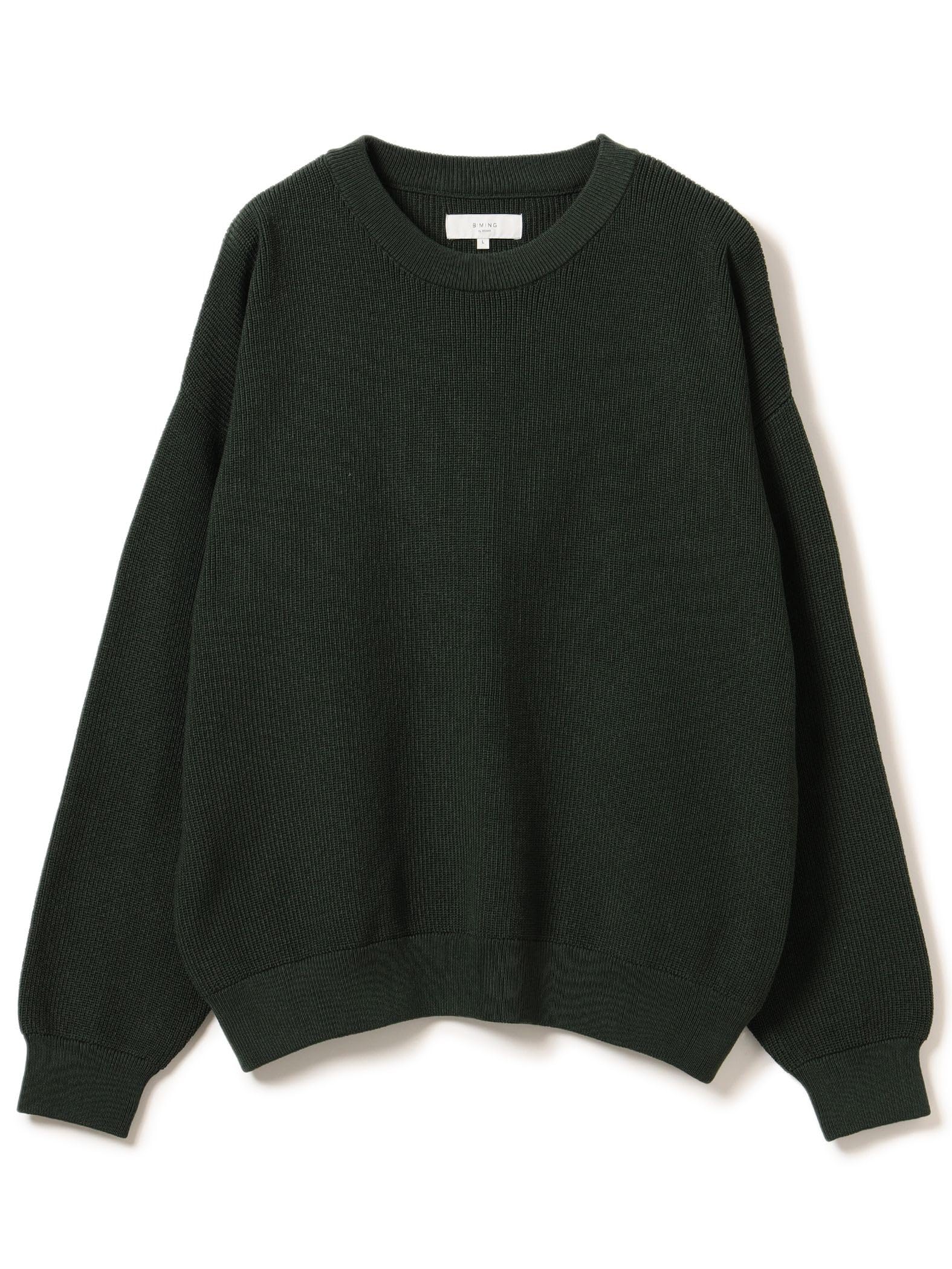 

B:MING LIFE STORE by BEAMS Men s 12-Gauge Long Sleeve Crew Neck Knit, Single Rib, Wide Fit, Green, Size S_92150361286