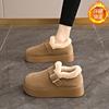 New Winter Korean Version Retro Versatile Student Bread Shoes Non-slip and Comfortable Cotton Shoes Women Wear Velvet Warm Cotton Shoes