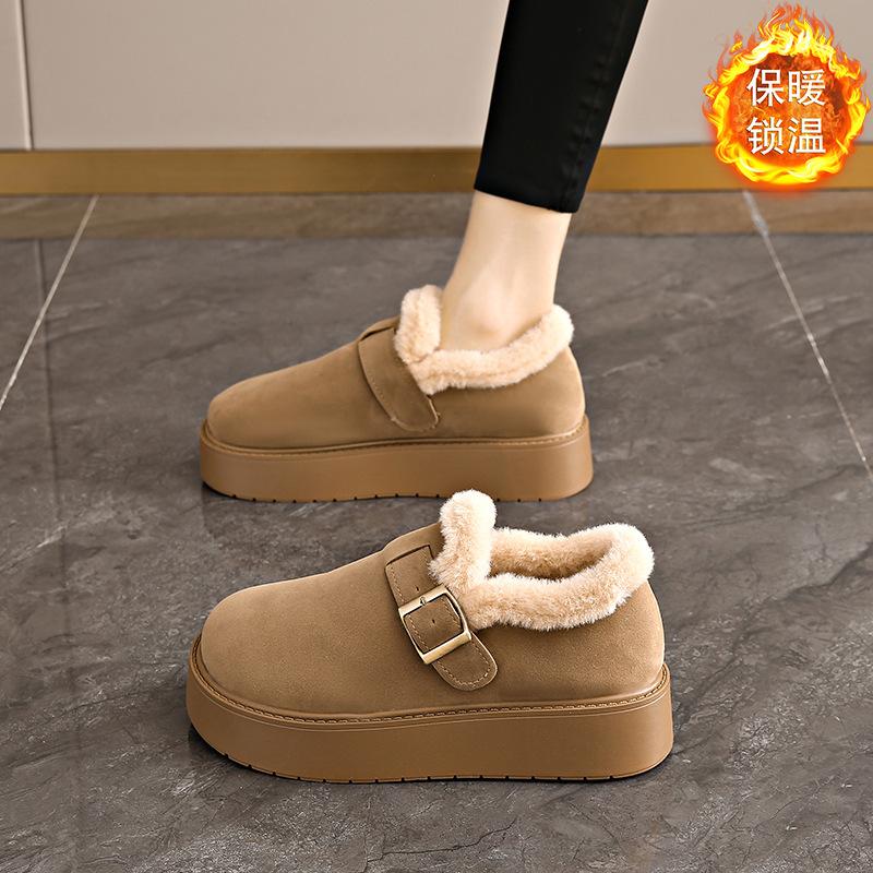 New Winter Korean Version Retro Versatile Student Bread Shoes Non-slip and Comfortable Cotton Shoes Women Wear Velvet Warm Cotton Shoes
