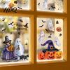 Static Cling Autumn Party Supplies 2Pcs Watercolor Halloween Window Clings Ghost Witch Pumpkin Black Cat Bat Decals No-Glue Large Scene Decorations