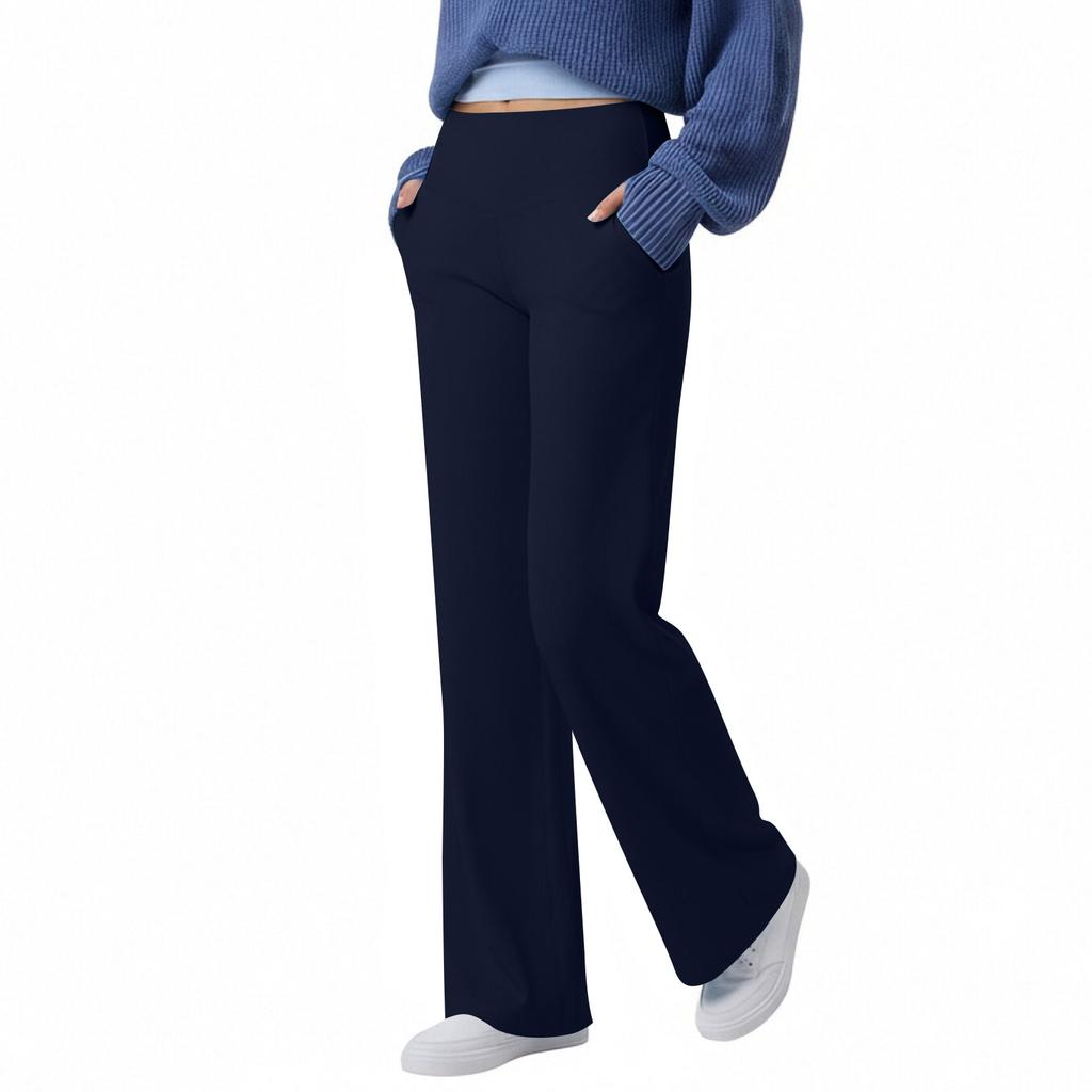 Damen einfarbige Leggings High Waist Bootcut Yogahose - Schlaghose