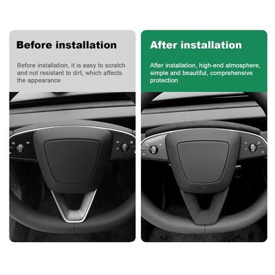Italian Top Suede for Tesla Model 3 Highland 2025 Model Y Juniper 2025-Up Steering Wheel Trim Cover Protect Sticker Interior