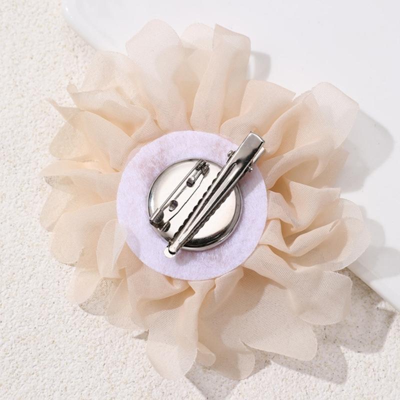 Camellia Shape Brooch Flower Theme Clothes Chiffon Breastpin for Loved Ones