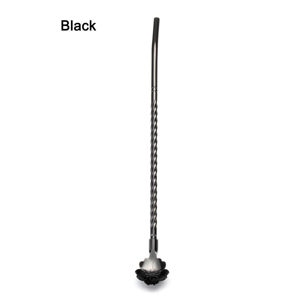 

Вечеринка Нержавеющая сталь Многоразовая ложка для чая Нержавеющие кофейные ложки Соломинка для питья Соломинки Ложка Black