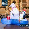 JOYFY 6 FT Long Christmas Inflatable Polar Bear Fishing with Penguin Decoration Blow Up Yard Decor Built-in LEDs for Christmas