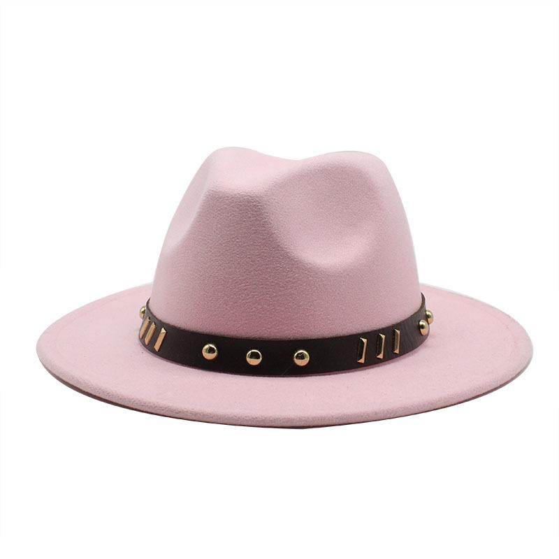 Belt Accessories Wool Top Hat Jazz Hat Vintage Black Wool Jazz Hat Flat-Brimmed Eaves Hat