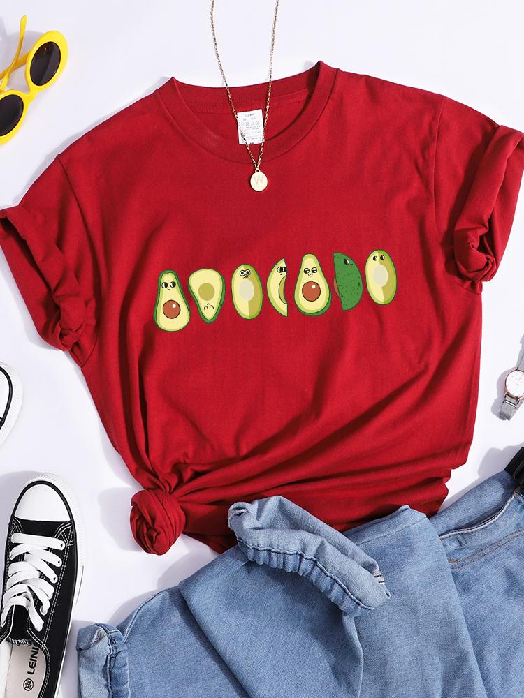 Peeled Avocado Cartoons Printed Womens Tshirts Street Breathable Crop Top Personality Cool Tee Shirt Casual Summer T-Shirt Women