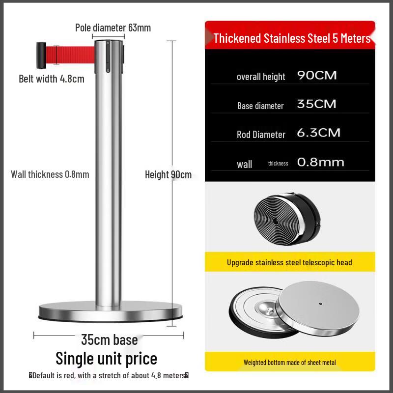 

Thickened Stainless Steel Retractable Belt Barrier with 5m Black Belt