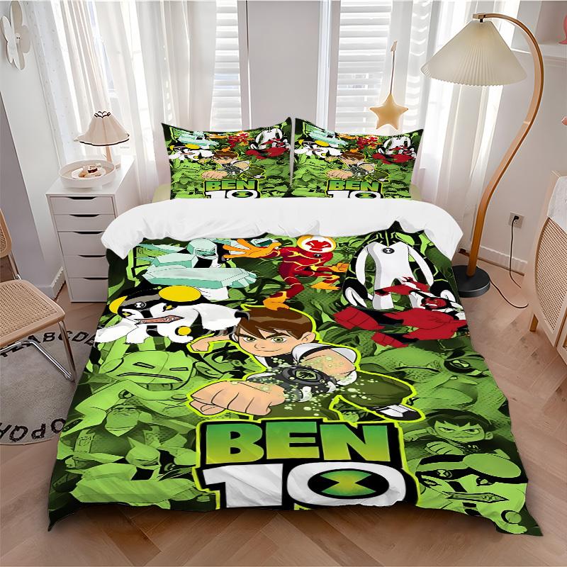 

3pcs bedding set Ben 10 Aliens Includes 1 Comforter+2 Pillowcases, Without Pillow Inserts, Soft Comfortable, Lightweight Breathable252 135x200cm